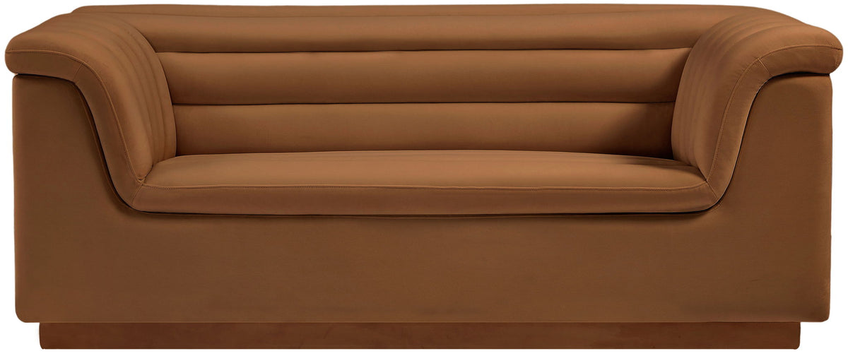 Cascade - Velvet Loveseat - Saddle