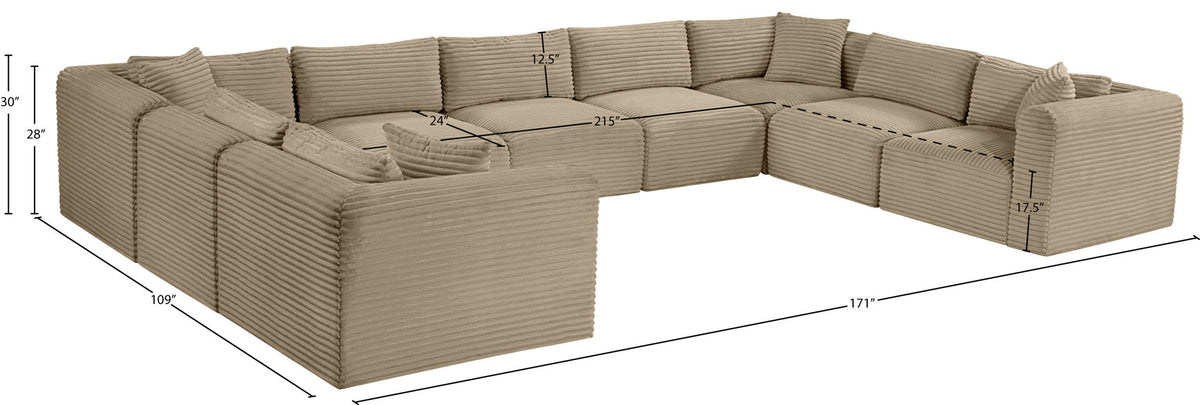 Shaggy - Fabric 9 Piece Modular U-Shaped Sectional
