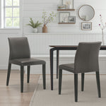 Elyza - Full Back Top Grain Leather Upholstered Wood Dining Chairs (Set of 2)