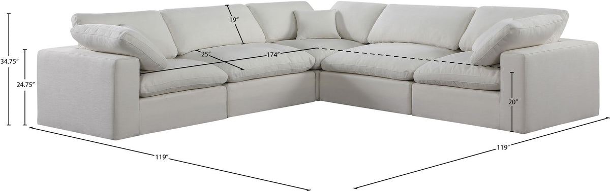 Comfy - 5 Piece Linen Modular Corner Sectional