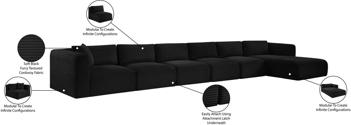 Shaggy - 6 Piece Modular Sectional With Chaise