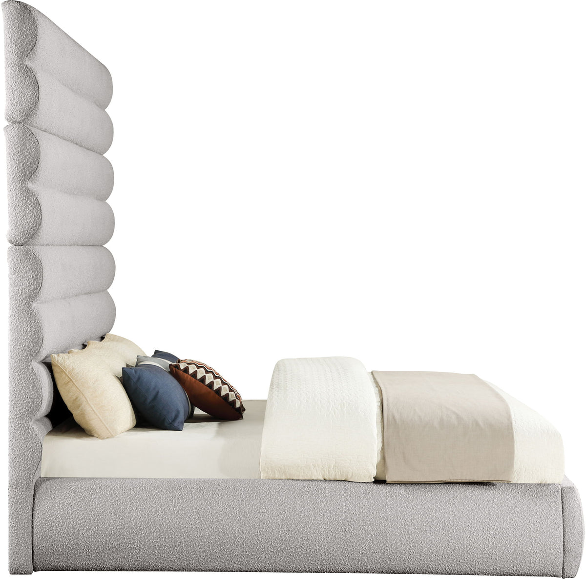 Adam - Boucle Fabric Bed With 89" Headboard