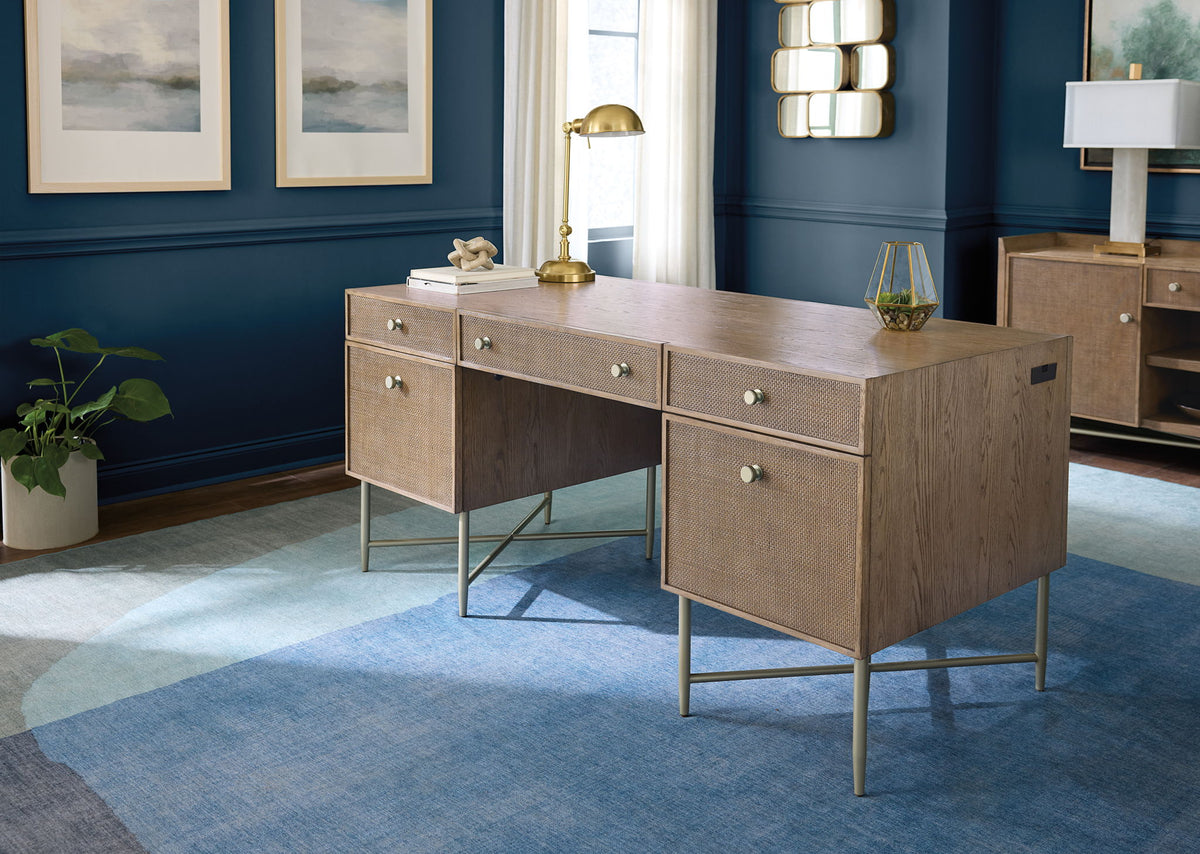 Sonnet - Sonnet Executive Desk - Dark Gray / Light Brown