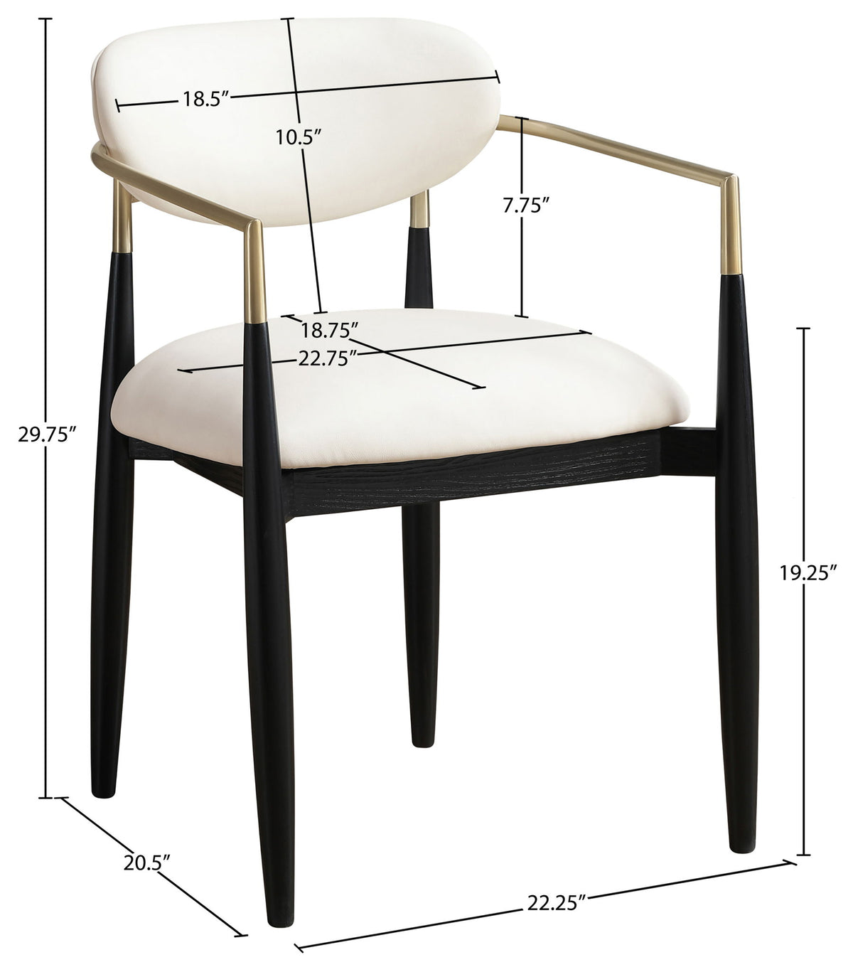 Riccio - Faux Leather Dining Arm Chair (Set of 2) - Black And Gold Frame
