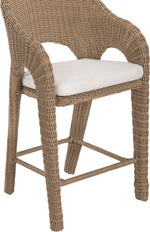Seacrest - Olefin Water Resistant Fabric And Wicker Outdoor Patio Bar Stool