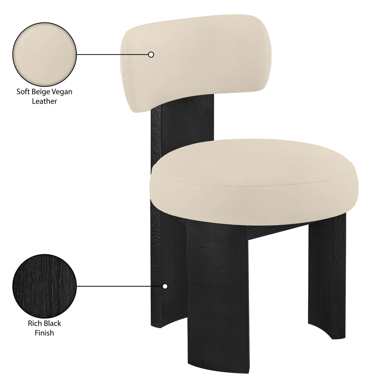 Atelier - Vegan Leather Upholstered Dining Chair (Set of 2) - Black Frame