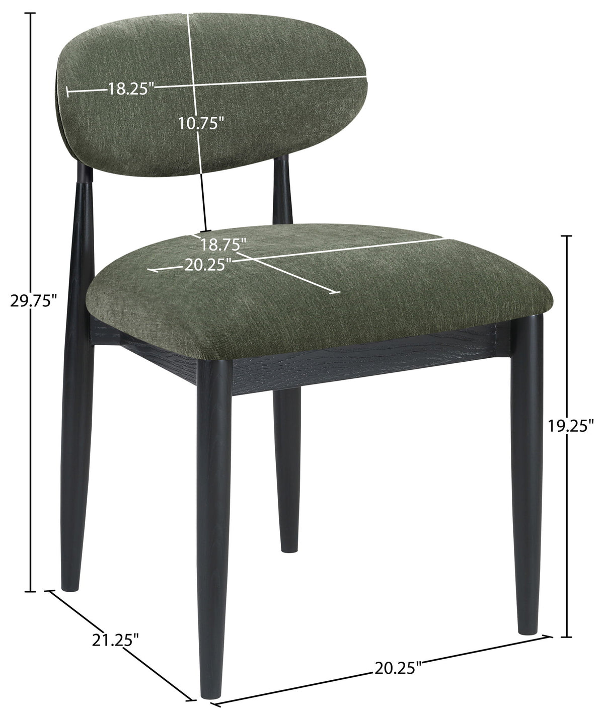 Riccio - Fabric Dining Side Chair (Set of 2) - Black Frame