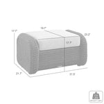 Pavilion - Rattan Outdoor Ottoman With Cushions - Boucle White / Natural