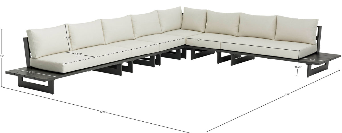 Maldives - 6 Piece Water Resistant Outdoor Patio Modular Sectional With Gray Base