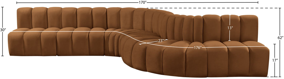 Arc - Velvet 7 Piece Modular Sofa - Saddle
