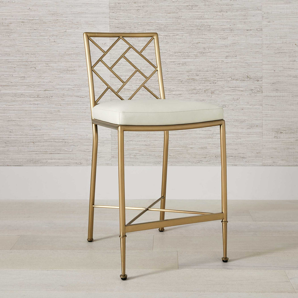 Fretwork - Counter Stool - Brass / White