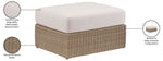 Seacrest - Olefin Water Resistant Fabric And Wicker Outdoor Patio Ottoman/Coffee Table