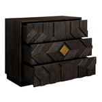 Faulkner - 3 Drawer Modern Chest - Black / Brass