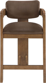 Sacha - Velvet Stool With Brown Base