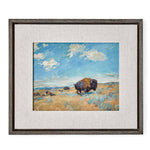 Buffalo - Framed Canvas - Blue / Brown / Gold