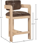 Sacha - Velvet Stool With Natural Base