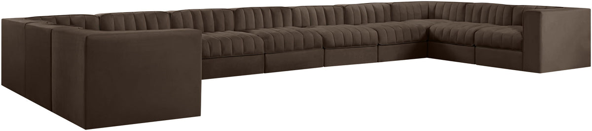 Rummi - Velvet Performance Fabric Upholstered 11 Piece Modular Sectional