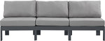 Nizuc - Outdoor Patio 3 Seat Armless Modular Sofa With Gray Frame