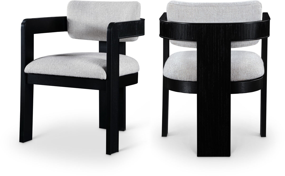 Sacha - Linen Dining Chair With Black Base (Set of 2)
