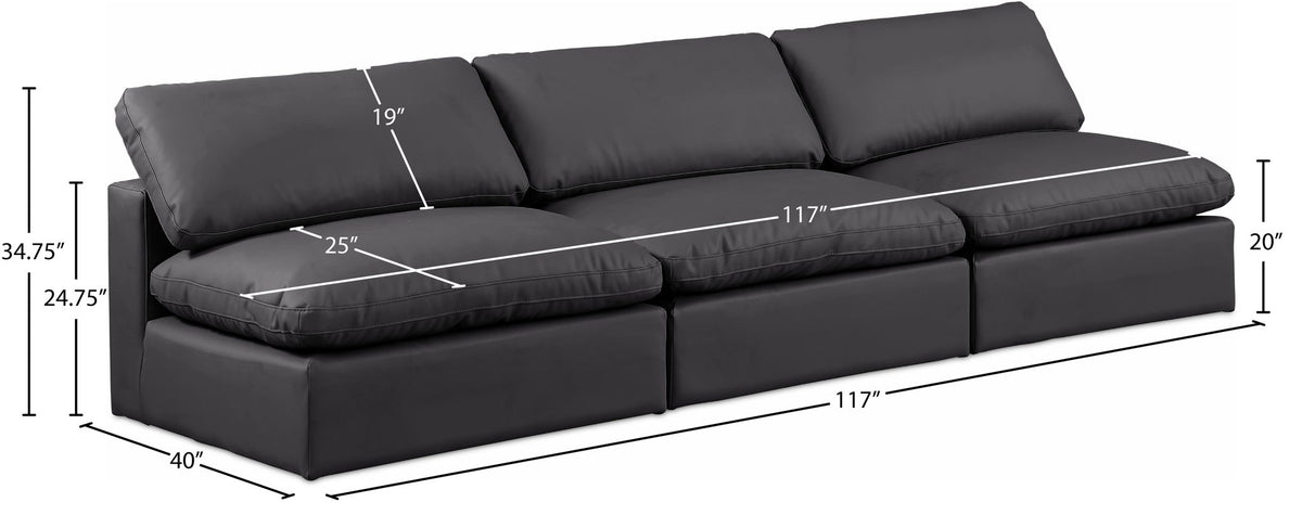 Comfy - Faux Leather Modular Armless Sofa 3 Seats