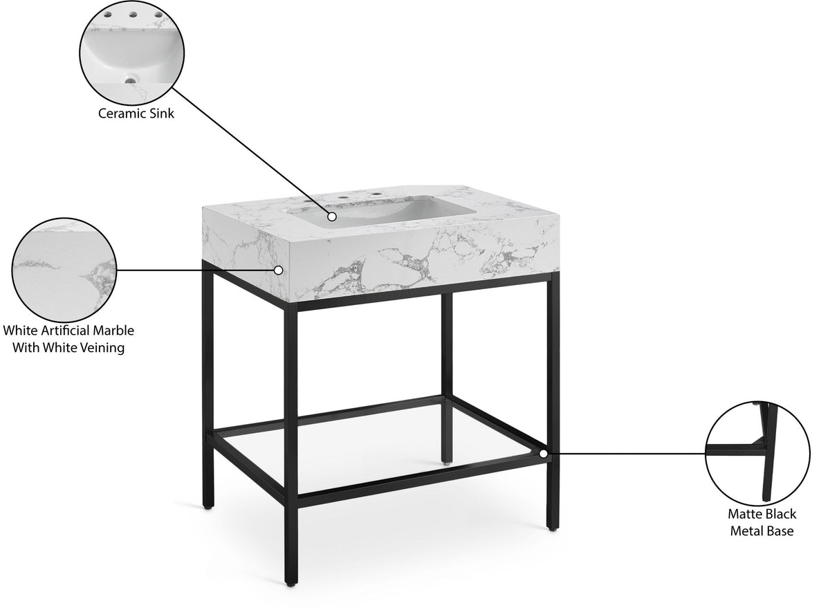 Marmo - Engineered Marble Bathroom Vanity With Black Base