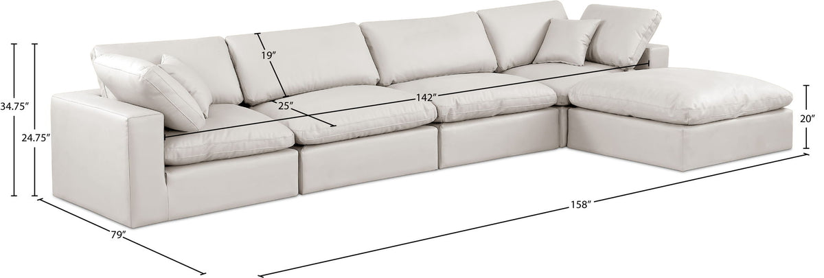 Comfy - 5 Piece Faux Leather Modular Sectional With Chaise