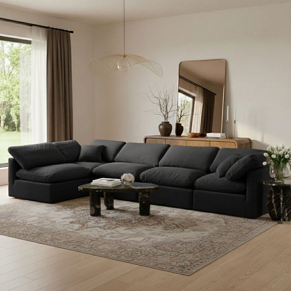 Indulge - Velvet 5 Piece Modular Sectional