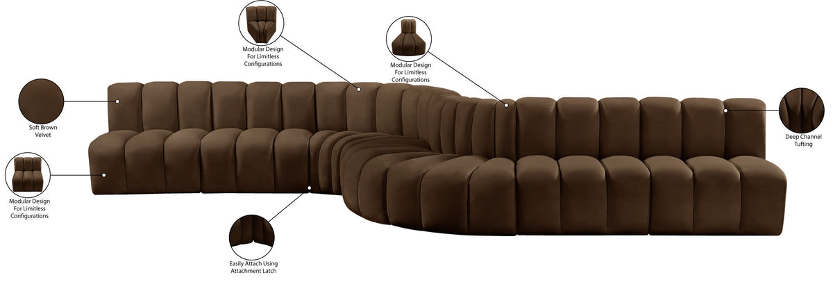 Arc - Velvet 8 Piece Curved Modular Sofa