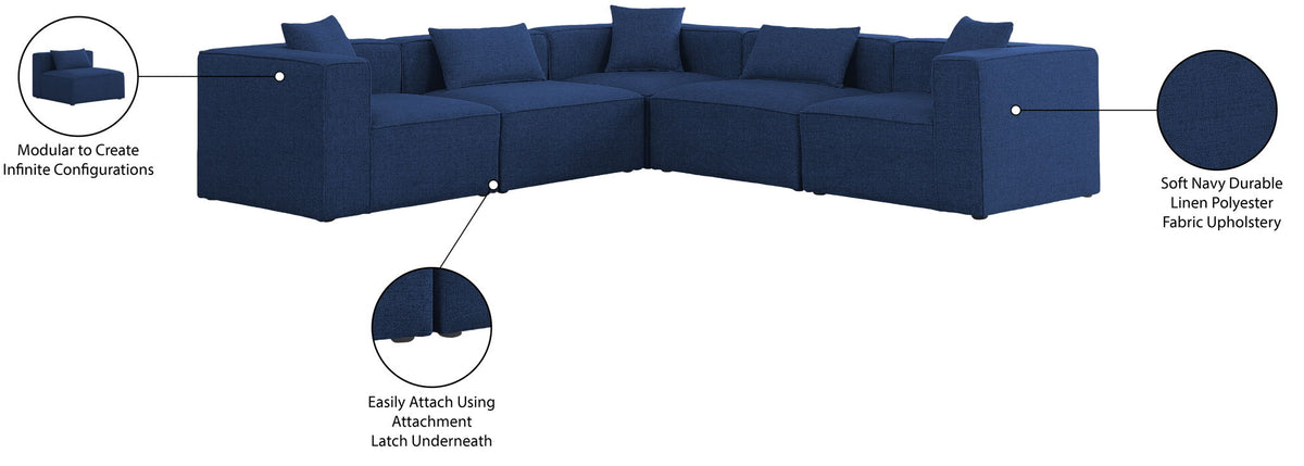 Cube - Linen 5 Piece Modular Corner Sectional