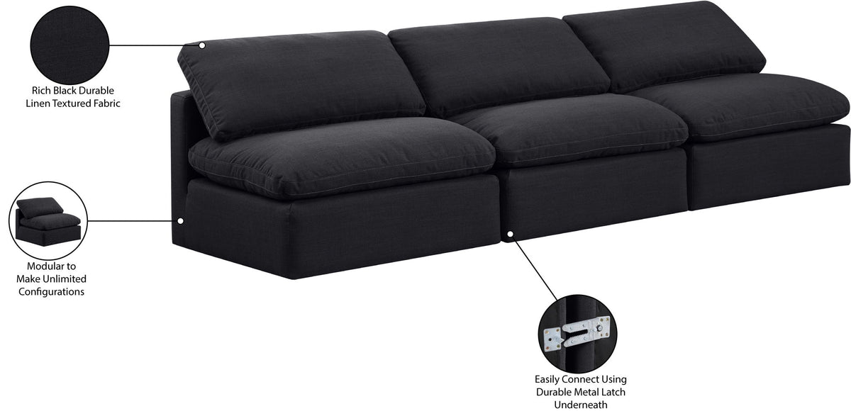 Indulge - Linen 3 Seat Modular Armless Sofa