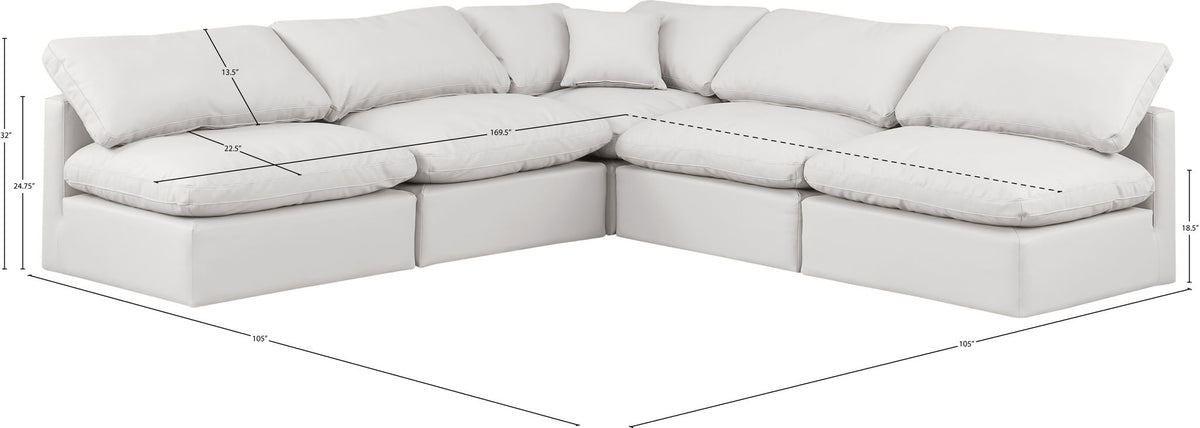 Indulge - Faux Leather 5 Piece Modular Corner Armless Sectional