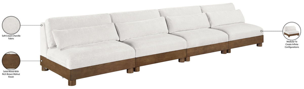 Turin - Chenille Fabric Upholstered Modular Sectional - Cream