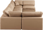 Comfy - 6 Piece Faux Leather Modular Armless Sectional - Tan