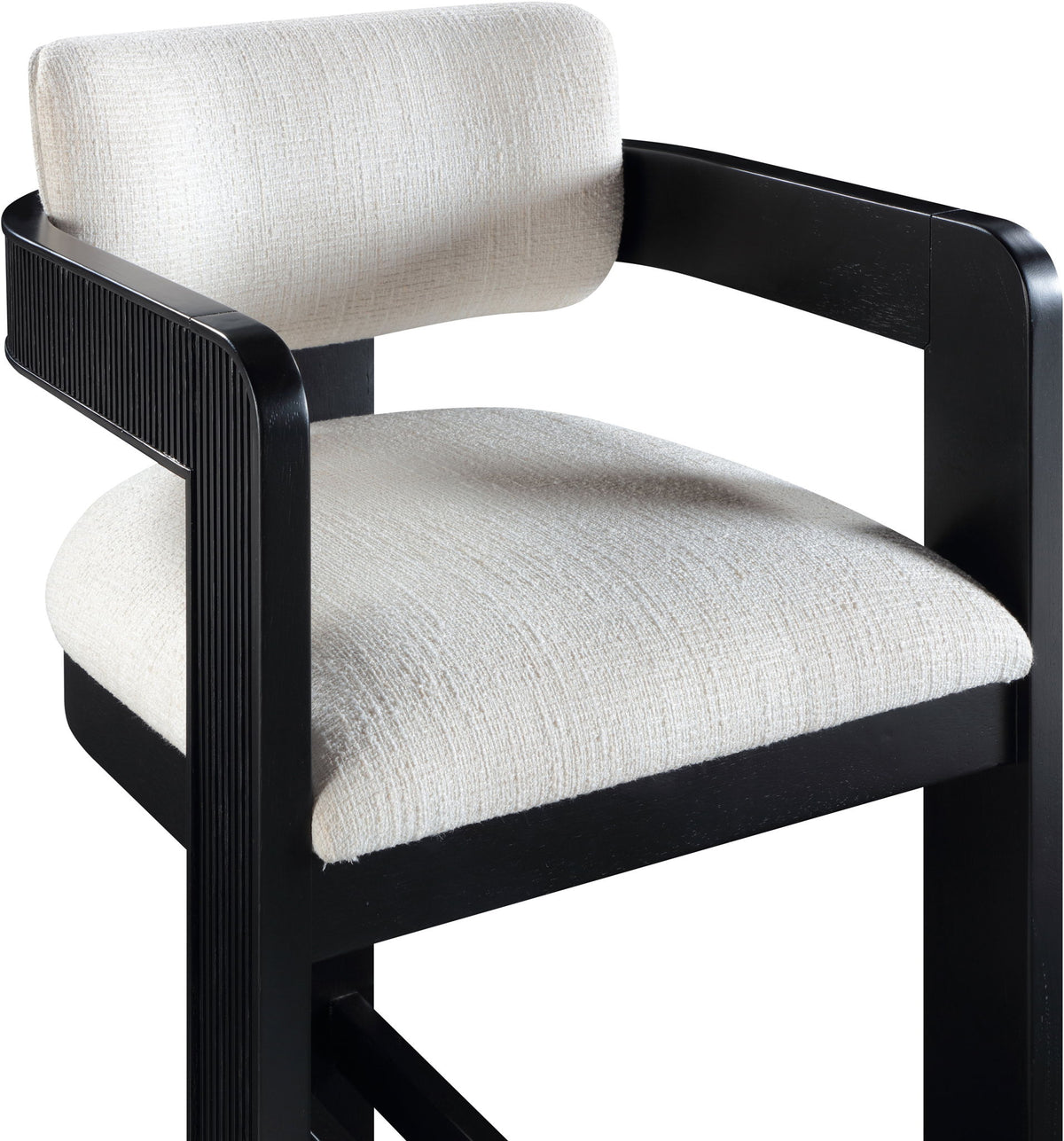 Sacha - Linen Stool With Black Base