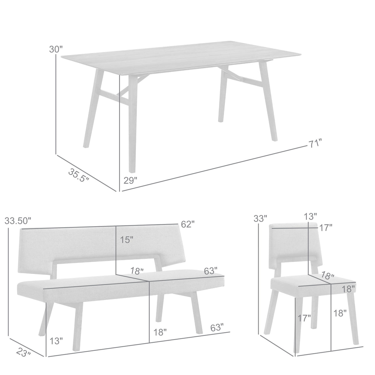 Channell - Walnut Wood Dining Table Set