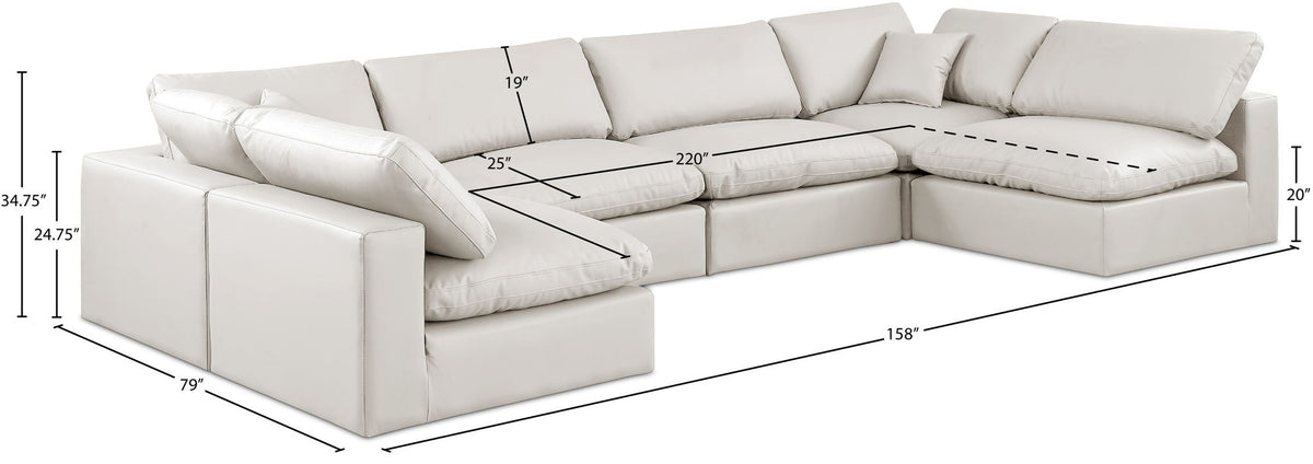 Comfy - 6 Piece Faux Leather Modular Armless Sectional