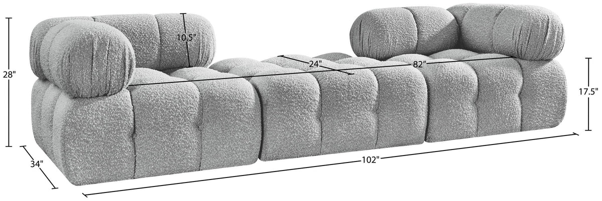 Ames - 3 Piece Boucle Modular Sofa With 1 Backless Seat