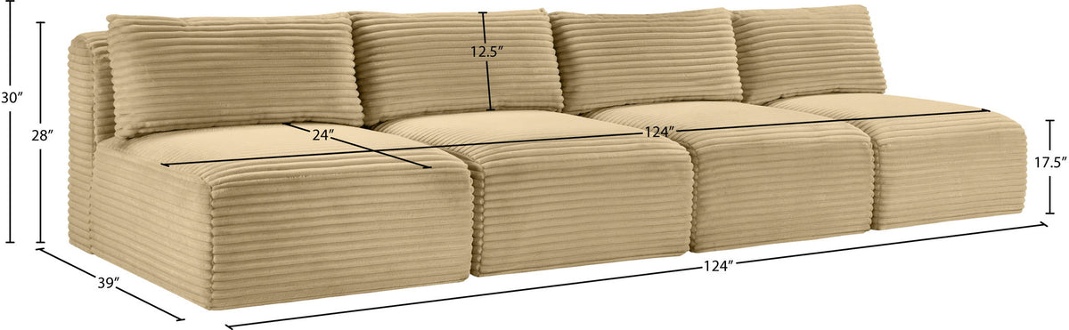 Shaggy - 4 Seat Modular Armless Sofa