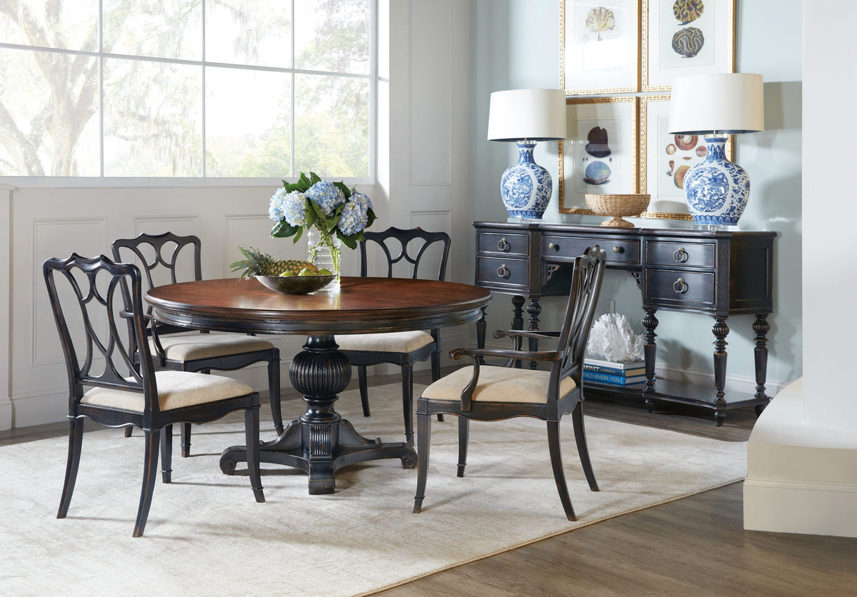 Charleston - Round Pedestal Dining Table With 1-20" leaf - Dark Brown