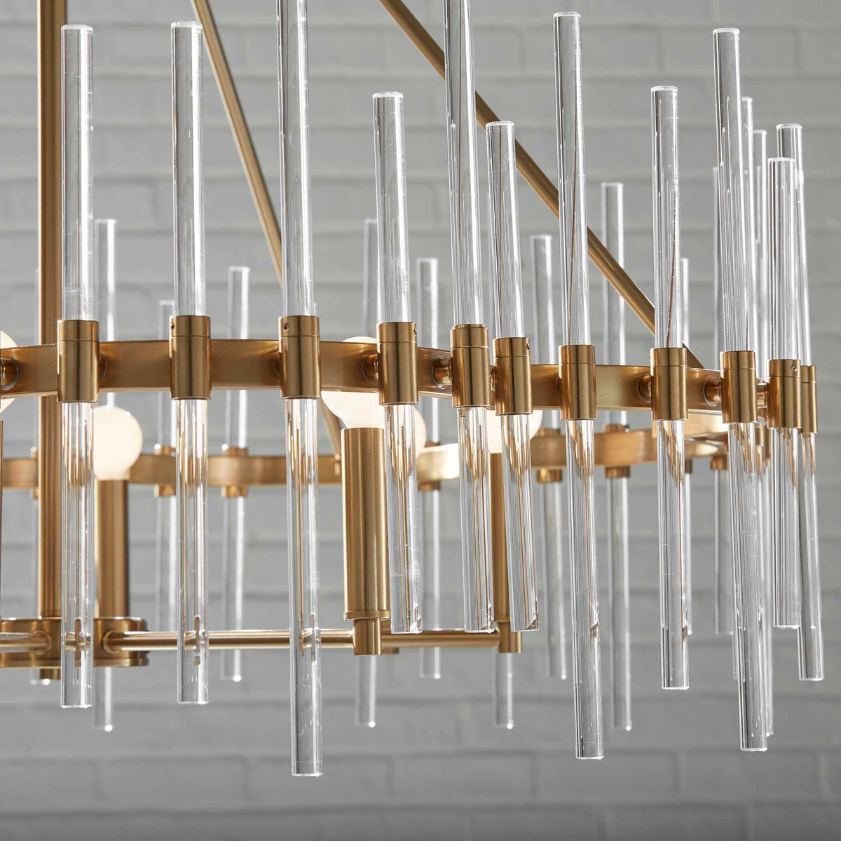 Crystal - Stick 8 Light Chandelier - Brass