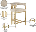 Marcello - Counter Stool With Brushed Gold Iron Frame (Set of 2) - Beige