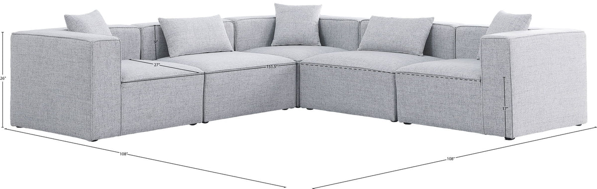 Cube - Linen 5 Piece Modular Corner Sectional