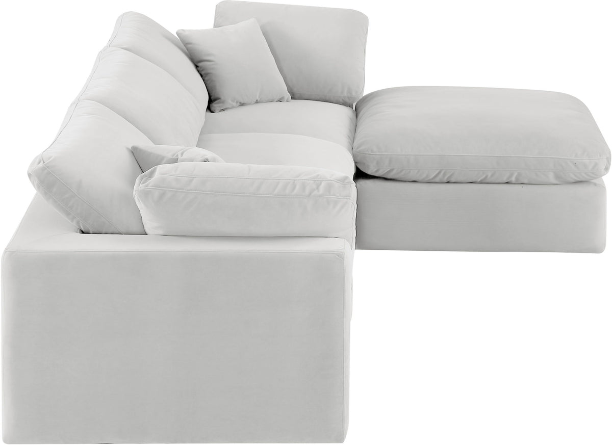 Comfy - 4 Piece Velvet Modular Sectional With Chaise - White