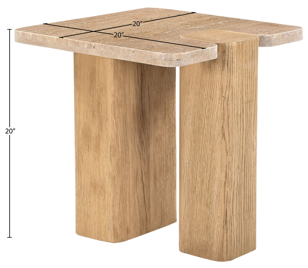 Ravenna - Genuine Fabric Travertine And Oak Wood Table