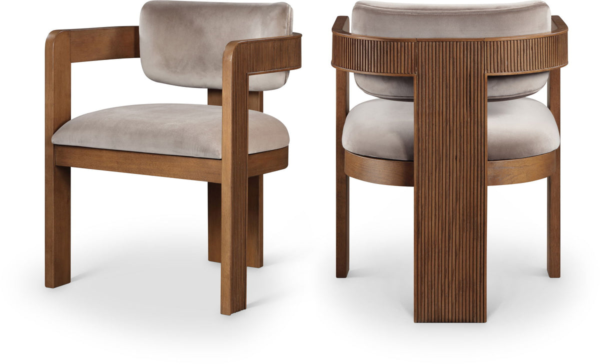 Sacha - Velvet Dining Chair With Brown Base (Set of 2)