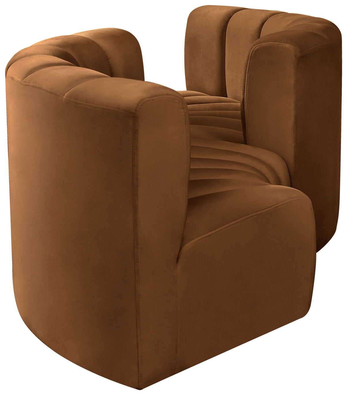 Arc - Velvet 4 Piece Curved Modular Sofa - Saddle