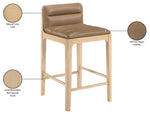 Ellis - Vegan Leather Upholstered Counter Stool (Set of 2) - Tan / Natural
