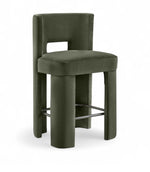 Zuno - Velvet Performance Fabric Upholstered Counter Stool (Set of 2)