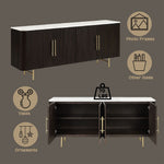 Clayten - Server - White Natural Marble Top & Espresso