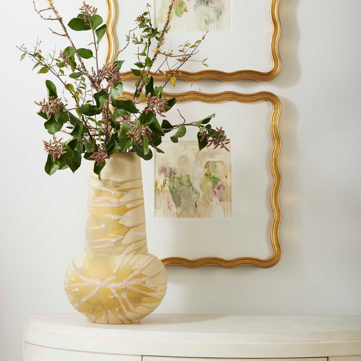 Pastel Splash - Tall Vase - Beige / Yellow
